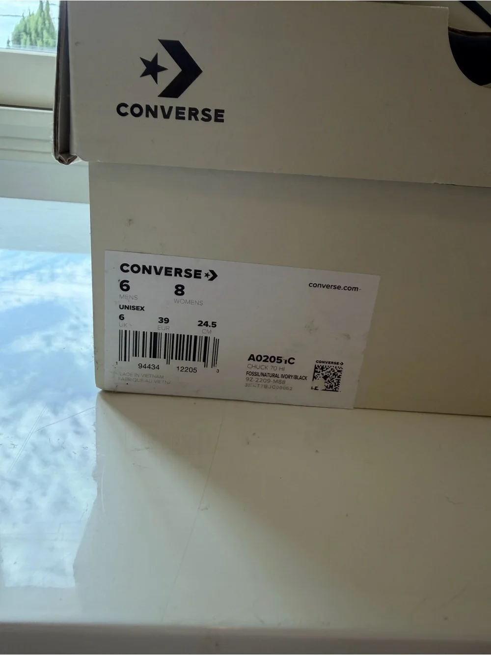 Converse High Top Sneakers in Cream with Black Trim and Rhinestone Star